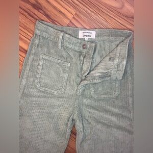 Reformation Alyssa High Rise Wide Leg Corduroy Retro Pants in Green Size 27